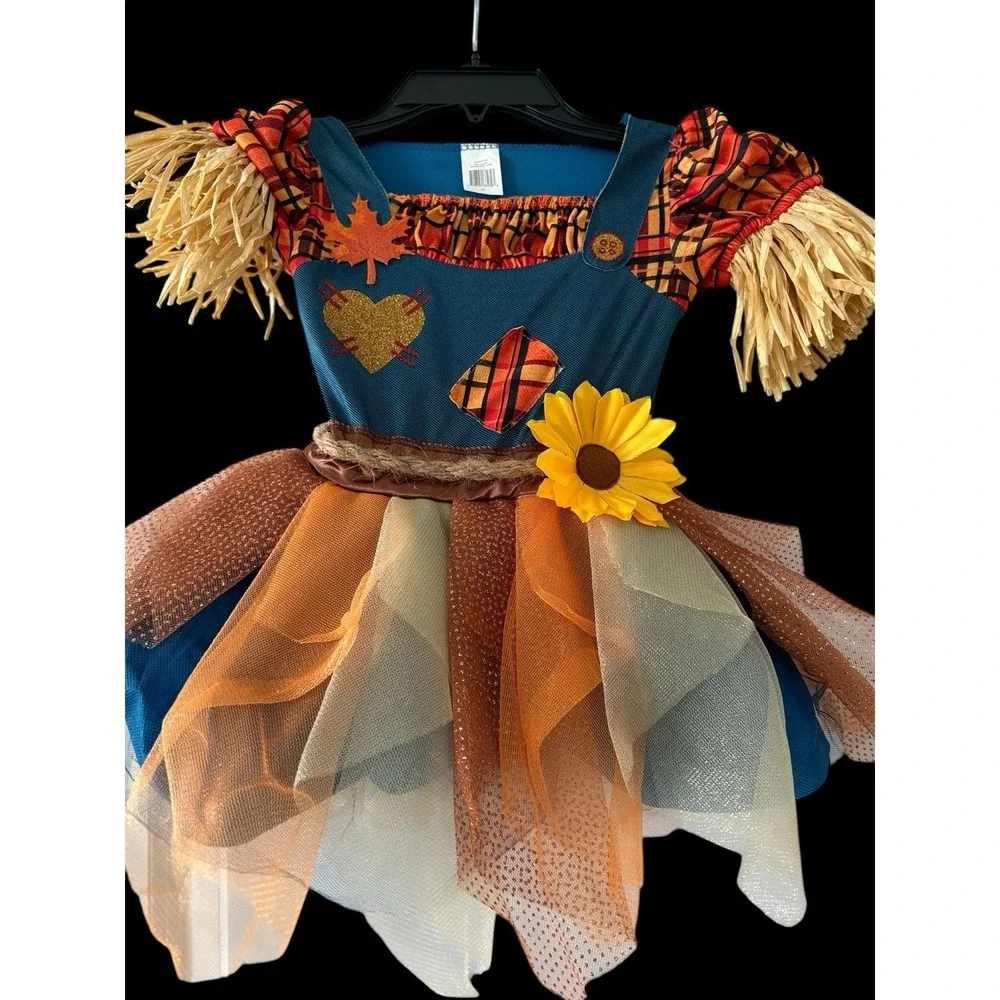 Girls‎ Scarecrow Costume Tutu Skirt Sz 2T Halloween Thanksgiving Fall Pumpkin 2
